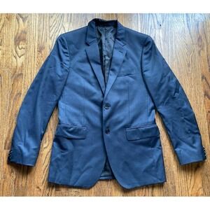 Theory Blazer Mens Size 38R Navy Blue Xylo JS Wool Striped Two Button Jacket